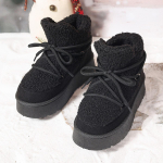 Moteri&scaron;ki žieminiai &scaron;ilti dirbtinio zom&scaron;os vilnos sniego batai, neslystantys, stambūs platforminiai dirbtinio kailio pamu&scaron;alai, kulk&scaron;nies batai Moteri&scaron;ki trumpi batai su vaik&scaron;čiojimu 41 juoda