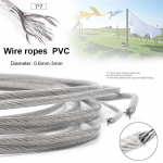 5/10m 7*7 plastiku dengtas nerūdijančio plieno trosas 304 nerūdijantis plienas dengtas guminiu trosu balkono džiovinimo vynuogyno grotelių trosas 0,6mm-3mm 1.0mmx5M