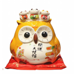 9,4 colio keraminė pelėdos figūrėlė Maneki Neko ornamentas Laimės katė Pinigų dėžutė Porcelianinė taupyklė FENG SHUI dekoracija