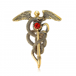 Vintažinė lydinio angelo sparnų gyvatės lazda sagė nauja kūrybinga krūtinės gėlės aksesuaras auksas