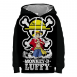 Nauji vaiki&scaron;ki megztiniai ilgomis rankovėmis su gobtuvu su One Piece spauda berniukams ir mergaitėms, vaiki&scaron;ki vir&scaron;utiniai drabužiai su Luffy 3D spauda 150