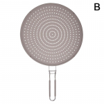 Silikoninė virtuvės apsauga nuo ta&scaron;kymosi su rankena, atspari kar&scaron;čiui, apsauga nuo aliejaus purslų, dangtis drenažui, virtuvės keptuvės dangtis