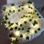 1 pakelis dirbtinių gebenės vijoklių, dirbtinė gebenė su 20 LED girlianda, lapų siena, dirbtiniai lapai kambariui, sodui, biurui, vestuvių sienų dekoravimui 2M20LED &scaron;ilta balta spalva