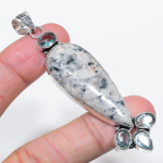 Natural K2 Blue Azurite, Topaz 925 Sterling Silver Jewelry Pendant 3.23 u2g77