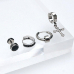 (4 dalių rinkinys) Geriausios vertės 03 Cross Cubic Antique Mix Vyri&scaron;kas ir moteri&scaron;kas auskaras P0772 1262 1264 1290