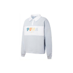 Puma Logotipas Spausdintas Spalvų Bloko Ilgomis Rankovėmis Polo Mar&scaron;kinėliai Moterų Vir&scaron;ūnės Ledo Mėlyna 536093-21 S