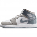 Air Jordan 1 Mid SE GS Patent Cool Grey Vaikų sportbačiai Balti Vidutinio pilkumo HF3193-100 35.5