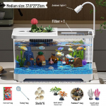 ŽIŪRĖTI KEAN Stalo akvariumas su filtru ir deguonimi Medium White