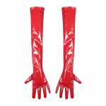 Dirbtinio latekso PVC blizgios penkių pir&scaron;tų pir&scaron;tinės Tarnaitės naktinio klubo &scaron;okio pasirodymo ilgos pir&scaron;tinės Elastingos egzoti&scaron;kos PU odos pir&scaron;tinės Cosplay apranga TXL red