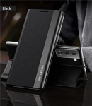 Prabangus odinis atverčiamas dėklas, skirtas Samsung Galaxy S25 Edge S24 S23 S22 S21 S20 Ultra S10 Plus S23 S21 S24 FE Note 20 Ultra, su stoveliu For S21 Ultra juoda