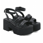 &bdquo;Gdgydh&ldquo; platforma &bdquo;Cunky Heels&ldquo; moteri&scaron;ki sandalai su sagtimi atviru pir&scaron;tu, mada, laisvalaikio &bdquo;Punk Toe&ldquo; moteri&scaron;ki sandalai, dviguba juosta