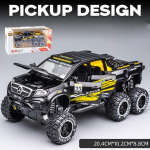 1/24 X klasės 6x6 visureigio &bdquo;DieCast&ldquo; metalo modelių automobiliai, pikapų &bdquo;Monster Trucks&ldquo; žaisliniai sunkvežimiai su garsu ir &scaron;viesa, skirtas 3 metų ir vyresniems vaikams 20.4x10.2x8.8cm juoda