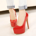 Moteri&scaron;ki 15 cm auk&scaron;takulniai 5 cm platformos naktinio klubo auk&scaron;takulniai moteri&scaron;ki vestuviniai stiletto auk&scaron;takulniai didesnio dydžio masyvūs persikiniai batai 39 raudona