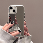 Prabangus makiažo veidrodėlio dėklas iPhone 11 iPhone 13 14 15 Pro Max 12 14Promax 13promax 15promax silikoninis telefono Funda dangtelis For iPhone13 sidabras