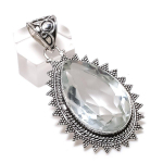 Natural White Topaz Gemstone 925 Sterling Silver Jewelry Pendant 2.17 t6k51