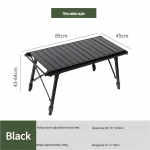 Reguliuojamo auk&scaron;čio IGT aliuminio kempingo stalas, susukamas dizainas, ne&scaron;iojamas sulankstomas stalas piknikui, kepsninei, lauko valgymui, taktinė įranga juoda