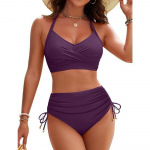 Moteri&scaron;kas bikinis Seksualus maudymosi kostiumėlis auk&scaron;tu juosmeniu Paplūdimio maudymosi kostiumėlis Moteri&scaron;kas vasaros maudymosi kostiumėlis XXL fuksija