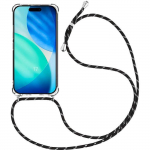 Coque pour iPhone 17, Protection Renforc&eacute;e TPU Antichoc Transparent avec Cordon Noir juoda