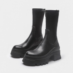 Chelsea Batai Moteri&scaron;ki Ankle Boots Storas Padas Įslystami Ilgi Batai Natūrali Oda Juodi Trumpikės Moteri&scaron;ki Platforminiai Batai 35 juoda