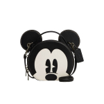 Coach X Disney 17 Bendradarbiavimas Pelės ausytės Užtrauktukas Odinė Maža Apvali Crossbody Rankinė Moteri&scaron;ka crossbody rankinė Juoda Balta CM840-QBM2 Gift Box Set (Basic Set+Yellow Box)