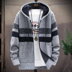 Megztinis Vyri&scaron;ki Megztiniai Paltai Žieminis Fleece Megztas Megztinis Striukė &Scaron;iltas Užtrauktukas Vilna su gobtuvu Megztinis 3XL pilka