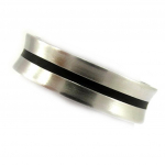 Bague Acier 'Tony' Noir Argent&eacute; 60
