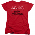 AC DC High Voltage Stencil Rock Band Music Merch Raudoni unisex mar&scaron;kinėliai S