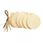 Boules en bois - A d&eacute;corer - 60 mm - Lot de 6 - Ficelles or fournies - Mixte