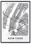 Plakat Nowy Jork plan miasta mapa w czarnej ramie 21x30 cm