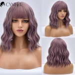Ombre Blonde Short Bob sintetinis perukas moterims su kirpčiukais White Gold Body Wave Cosplay Lolita Natural kar&scaron;čiui atsparūs plaukai TB060-1
