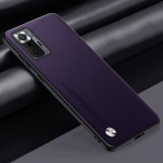 Prabangus PU odinis dėklas, skirtas Xiaomi Redmi Note 10 Pro Galinis dangtelis Silikoninis apsauginis telefono dėklas, skirtas Redmi Note 10S 10 4G 10T 5G For Redmi Note 10 violetinė