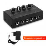 HA400 Mini Stipintuvas Ausinių Stipintuvas 4 Kanalų Itin Kompakti&scaron;kas Stereo Garso Stipintuvas Ausinių Stipintuvas Su Maitinimo Adapteriu Black EU Plug