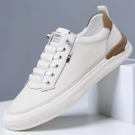 2024 m. pavasario-vasaros vyri&scaron;ki lengvai įmaunami kasdieniai balti odiniai sportbačiai su mink&scaron;tais padais 42