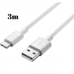 USB-C kabelis Sony Xperia 1 - Xperia 5 - Xperia 10 - Xperia L4 - USB-C tipo įkroviklio kabelis Baltas 3 metrai Phonillico&reg;