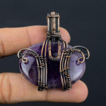 Ametisto pakabukas, brangakmenių papuo&scaron;alas, 999 varine viela apvyniotas pakabukas, dovana moterims, rankų darbo pakabukas 2.55 Inches