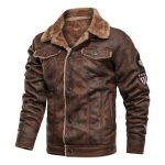 Vyri&scaron;ka nauja korėjieti&scaron;ka madinga odinė striukė Graži madinga laisvalaikio retro kailis Vienas storas &scaron;iltas odinis paltas 5XL