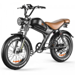 Elektrinis dviratis EMOKO C93 20 1000W variklis 48V 20AH Maksimalus nuvažiuojamas atstumas 80 km Apkrova 150 kg Pilna amortizacija Juodas Brown Seats ruda