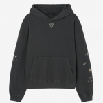 GUESS žvaigždžių gobtuvas anglies pilkumo Hyunjin Stray Kids vintažinio plovimo unisex FF medžio anglis/pilka spalva