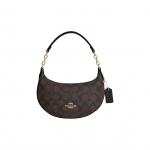 Coach Payton 21 Classic Monogram Užtrauktuko Užsegimas Padengtas Pusmėnulio Formos Krep&scaron;ys Moteri&scaron;ka Peties Rankinė Auksinė Ruda Juoda CM273-IMAA8 Basic Set (Bag+Dust Bag) black