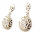 Les Tr&eacute;sors De Lily [C5650] - Boucles Argent 'Palais des Glaces' Blanc