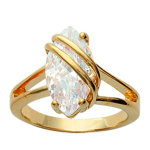Bague plaqu&eacute; or 'Exquise' Blanc dor&eacute; - 14 mm