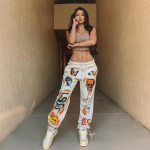 &bdquo;InstaHot&ldquo; moteri&scaron;kos sportinės kelnės &bdquo;Harajuku&ldquo; animacinių filmų spausdintos kelnės &bdquo;Jogger&ldquo;, 2021 m., rai&scaron;teliai &bdquo;Cargo&ldquo; kelnaitės gatvės apranga, laisvalaikio sportinės kelnės, rudenį S gelsvai ruda