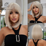 BLONDE UNICORN Blondinis sintetinis perukas Natūralus trumpas Bob perukas su kirpčiukais Kasdienis naudojimui juodai baltoms moterims Cosplay kar&scaron;čiui atsparus