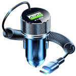 Edeba USB automobilinis įkroviklis su laidu itin greitas įkrovimas skirtas iPhone 14 Pro Max 13 12 11 Samsung Huawei Oppo Vivo 12v transporto priemonės adapteriui 2 in 1 Car Charger