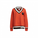 Adidas Originals I&scaron;siuvinėtas Logotipas V formos i&scaron;kirptės megztas Kalėdinis megztinis Moteri&scaron;kas megztinis Oranžinis HS9520 M-L