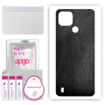 apgo Protective Skin Sticker for the back compatible with Realme C21, Wrap Film, Foil, Vinyl - Pattern Black Leather