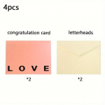 1 rinkinys / 4 vnt Kūrybinis 3D Valentino dienos padėkos sveikinimo atvirukas, verslo dovanų užsienio prekybos dovanų kortelė, sveikinimo atvirukas su dovanų įpakavimu, vakarėlio dekoravimo atvirukas