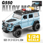1/24 Scale Mini Auto Simulation BENZ Adenture G550 SUV 4x4 Diecast žaislinės transporto priemonės su garsu ir &scaron;viesa, dovana berniukams 1/24-Size24.5*10.6*11.3cm kūdikio mėlyna spalva