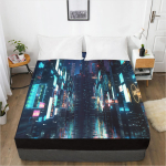 Namų tekstilė Miesto naktinis ra&scaron;tas pritaikytas paklodės 3D spausdintas čiužinio užvalkalas Elastinė juosta lovatiesė Patalynė, vienetinė 120x200 3pcs