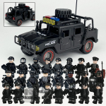 MOC Humvee Black SWAT Kids Surinkite statybinių blokų žaislų ginklų priedus